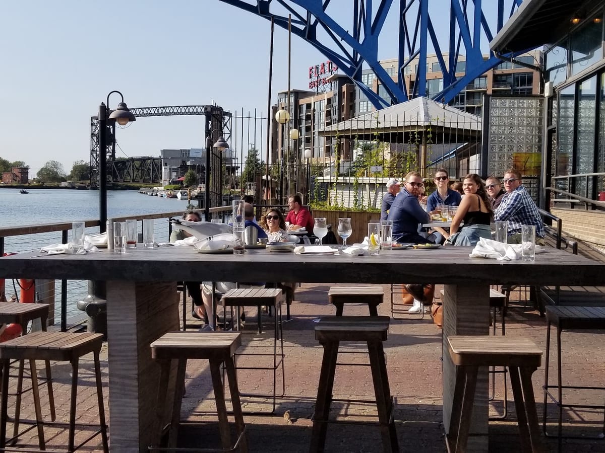 Patio at Collision Bend Brewing in Flats East Bank