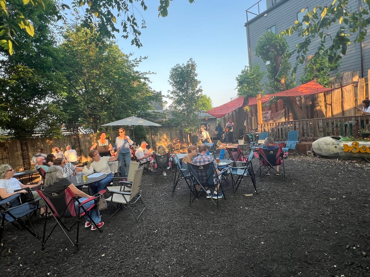 Patio at Forest City Brewery in Duck Island