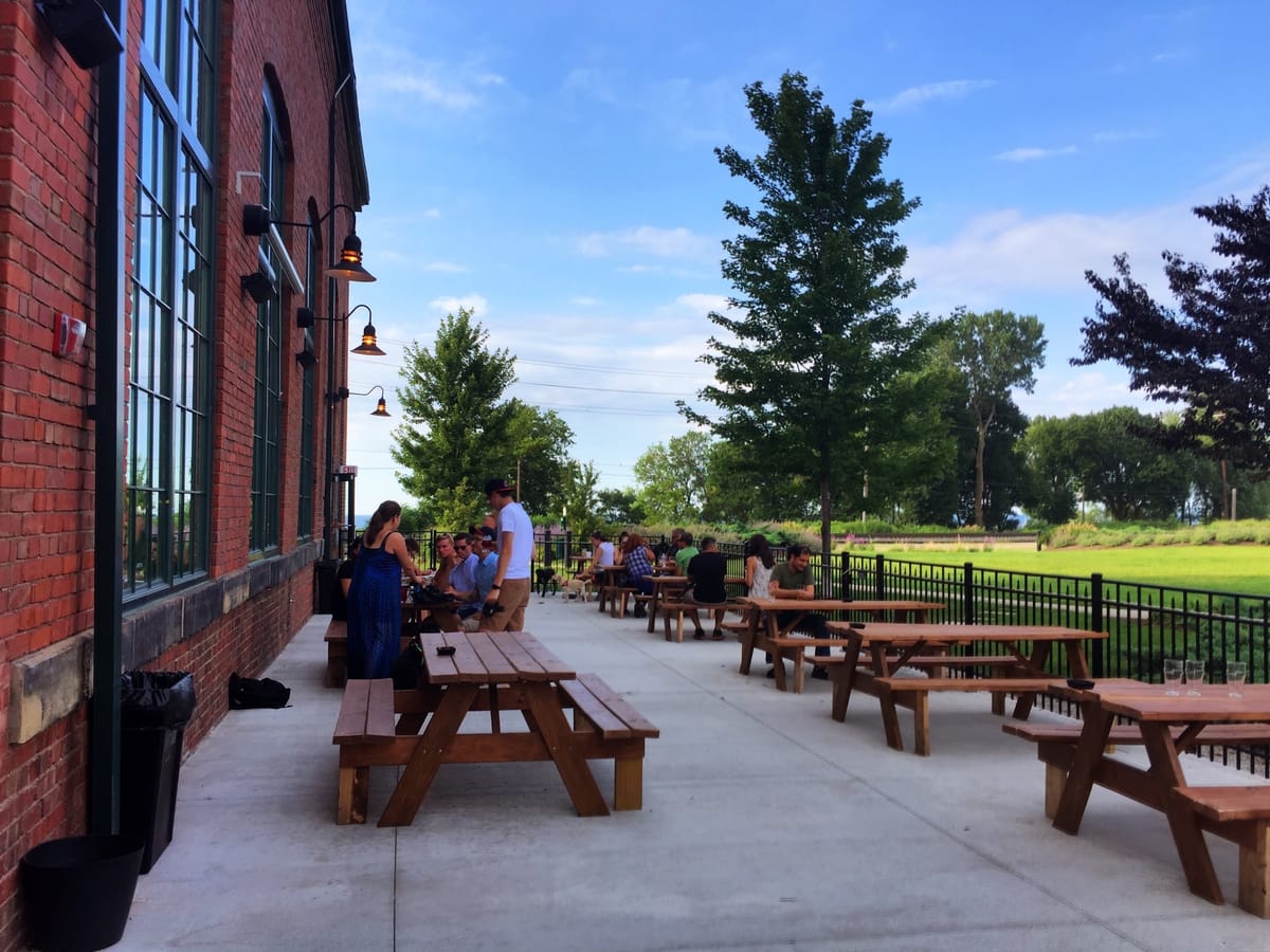 Patio at Terrestrial Brewing Company in Battery Park