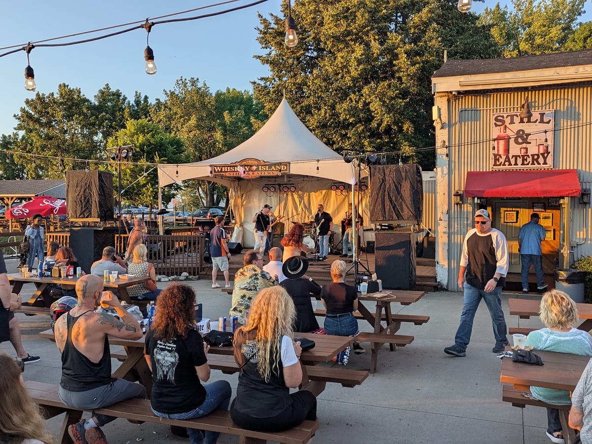 Patio at Whiskey Island Still & Eatery in Whiskey Island